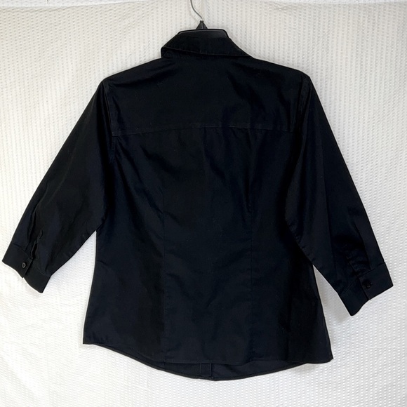 Chico’s Wrinkle Resistant Black 3/4 Sleeve Button Down Shirt - Size 1 (Medium/8) - Picture 3 of 10